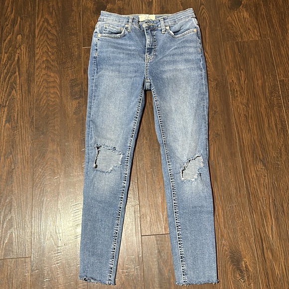 We The Free By Free People Denim Pants Skinny Stretch Distressed Blue Size 26 - Picture 4 of 8